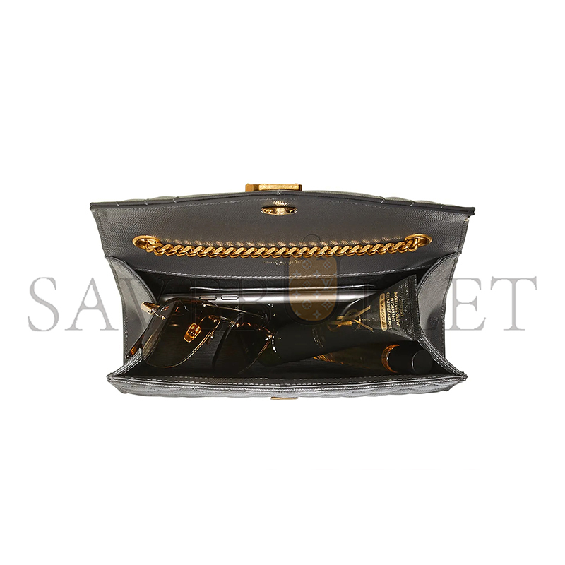 YSL ENVELOPE SMALL BAG IN MIX MATELASSÉ GRAIN DE POUDRE EMBOSSED LEATHER 600195BOW971112 (21*13*6cm)